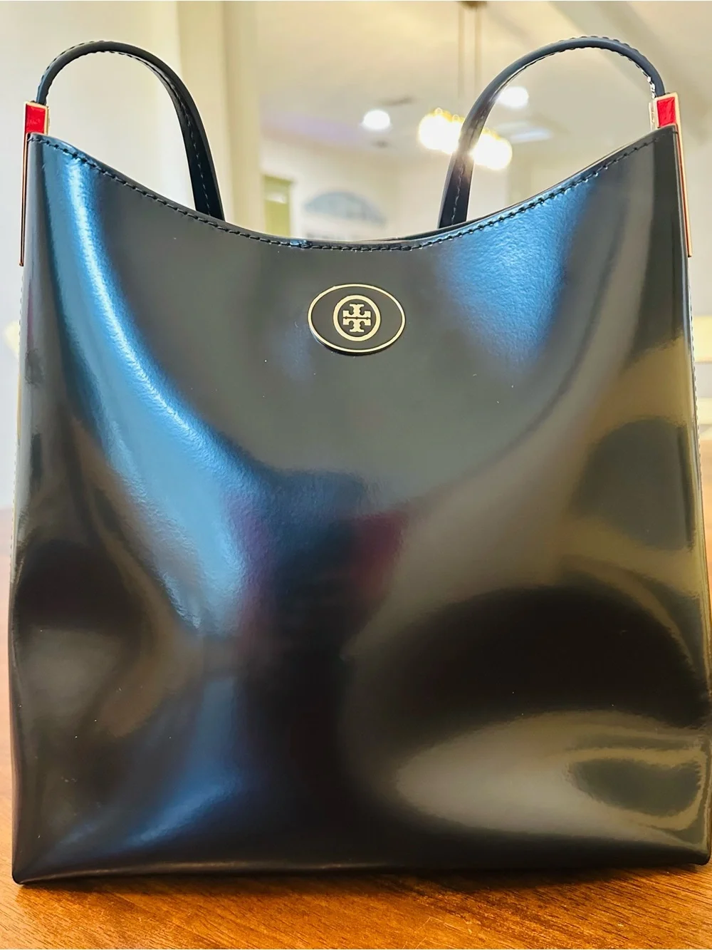 Tory Burch Black Robinson Spazzolato Leather Hobo Bag